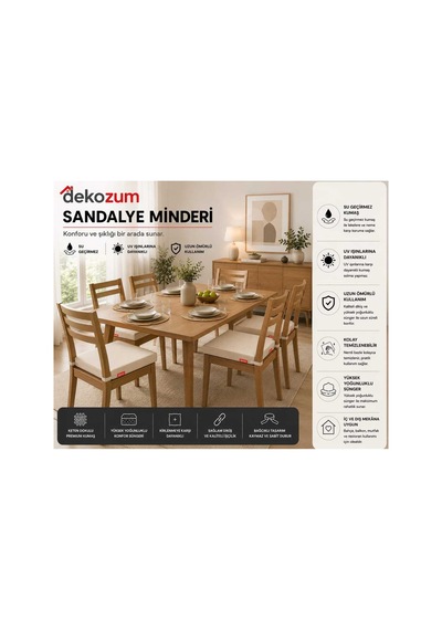 Comfort Plus Sandalye Koltuk Minderi 40x40 Bağcıklı Fermuarlı Yıkanabilir Balkon Bahçe Minderi 1 Adet Krem 1 Li