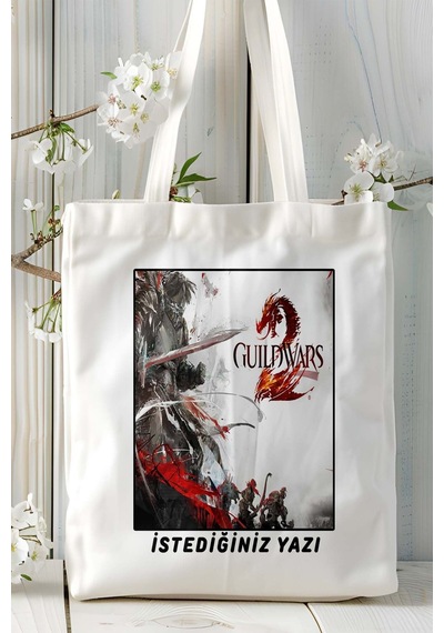 Art Hediye Guild Wars Oyun Baskılı Bez Çanta Omuz Çantası Kişiye Özel Model 2 Çok Renkli