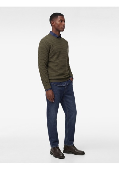 Koton Regular Fit Uzun Kollu Dokulu Bisiklet Yaka Sweatshirt Haki 6wam70190mk