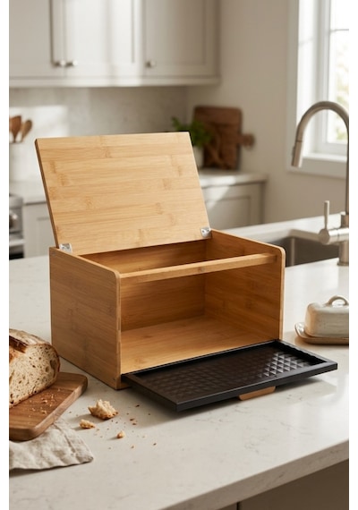 Cooker Valenza Metal Kapaklı Bambu Ekmek Kutusu Ckr4541 Siyah