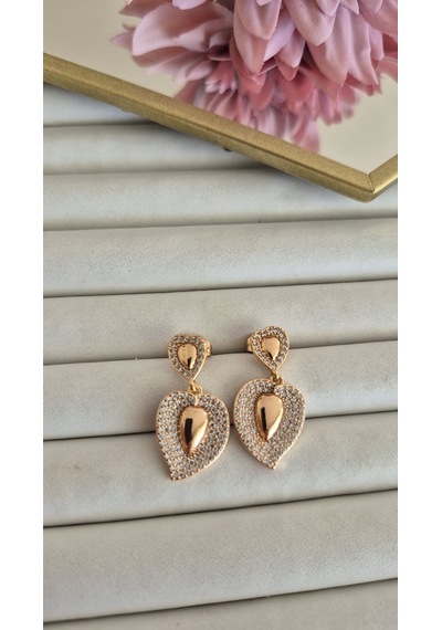 Vip Vintage Kararmaz Heart Küpe Altın