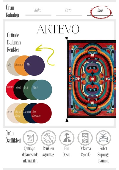Artevo 09 Renkli Geometrik Püsküllü Soyut Tasarım Halı Modern Salon Halısı Oturma Odası Salon Halısı Renkli B