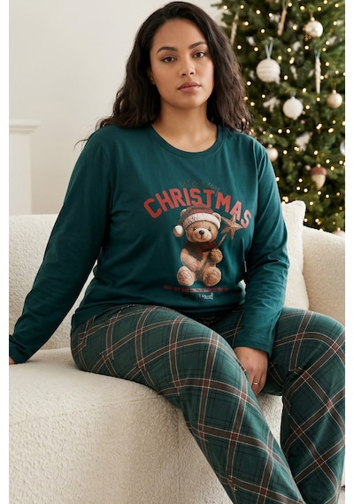 Siyah İnci Pamuklu Likralı Büyük Beden Battal Boy Örme Pijama Takım 26240936 Yeşil Siyah İnci Pamuklu Likralı Büyük Beden Battal Boy Örme Pijama Takım 26240936 Yeşil