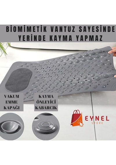 Vantuzlu Banyo Ve Duş Kaydırmazı Duşa Kabin Küvet İçi Vantuzlu Banyo Duş Paspası 35x69 Cm Gri Genel