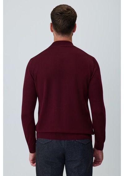 Morven Erkek Koyu Bordo Basic Yarım Balıkçı Yaka Dinamik Fit Triko 27kc017001752 Koyu Bordo