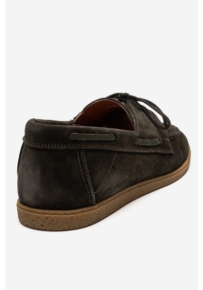 Marcomen Erkek Bağcıklı Düz Taban Loafer Ayakkabı Gerçek Deri Mc 21381 Haki