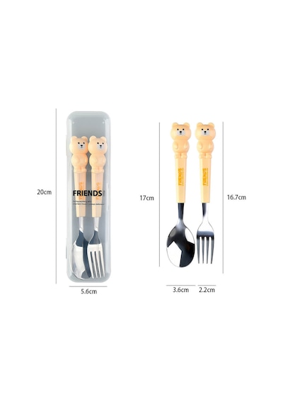 Mavi Renk Kedi Figürlü Premium Çocuk Bpa Free Paslanmaz Çelik Uçlu Çatal-kaşık Set 24+ Ay