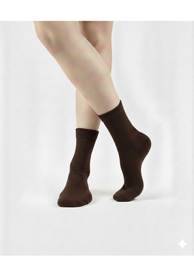 Ozzy Socks Kadın 4 Çift Bambu Lastiksiz Sıkmayan Diabetik Bilek Çorap Kahverengi