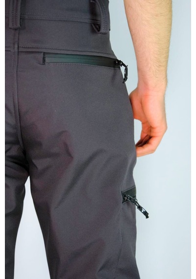 Outdo Kışlık İçi Polarlı İthal Softshell Rüzgar Geçirmez Su İticidir Erkek Pantolon Antrasit Gri Gri