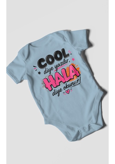 Morivokids Cool Diye Yazılır Hala Diye Okunur Kısa Kollu Bebek Body %100 Pamuk Bebe Mavisi
