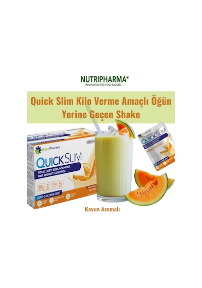 Quick Slim Öğün Yerine Geçen Shake, Kavun Aromalı, 30 Saşe