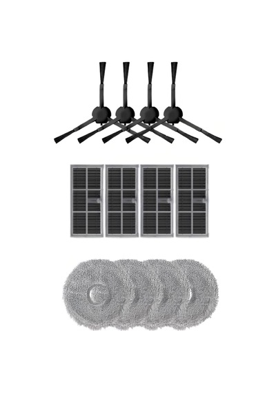 D20 Ultra-x30pro-l10s Pro Ultra-x30 Ultra Dreame İle Uyumlu 4 Yan Fırça 4 Filtre 4 Mop Genel