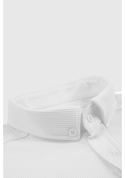 Rizzup Erkek Beyaz Slim Fit Fitilli Gömlek Likralı Esnek Kumaş Şık Model 2500805