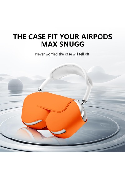 Apple Uyumlu AirPods Max İle Uyumlu Koruyucu Kılıf, Pu Deri, Mıknatıslı Kapama, Sleep Mode Destekli, Çizilmez Turuncu