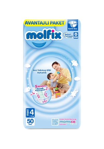 Molfix Bebek Bezi 4 Numara Maxi Avantajlı Paket 50 Adet