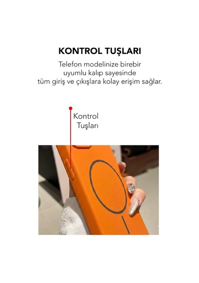 Apple İphone 13 Uyumlu Magsafe Lansman Silikon Kılıf Turuncu