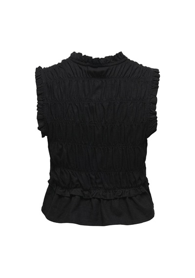 Only Onlgoa S/s Lınen Bl Frıll Top Cc Pnt Siyah Kadın T-shirt 15363693