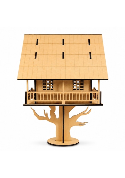 Tree House Ağaç Ev 3d Ahşap Maket 15 Parça Lazer Kesim Mdf Kolay Montaj Koleksiyonluk Puzzle