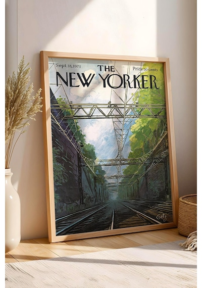 The New Yorker Çerçeveli Tablo September 18 1971 - Tren Rayları Tablosu