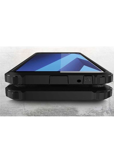 Noktaks - Samsung Galaxy Uyumlu A6 Plus 2018 - Kılıf Çift Katman Zırh Tank Crash Military Kapak - Gold