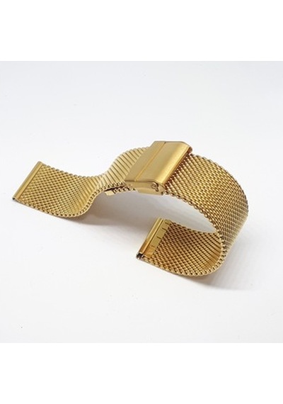 18Mm Sarı Gold Renk Hasır Kalın Örgü Metal Saat Kordonu