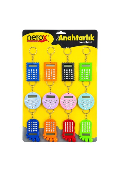 12 Adet Hesap Mak. Anahtarlık Renkli Plastik Nrx-4089 5570 Açık Gri