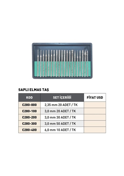 Fett Pld Saplı Elma Taş Seti 6,0mm 10 Adet / Tk
