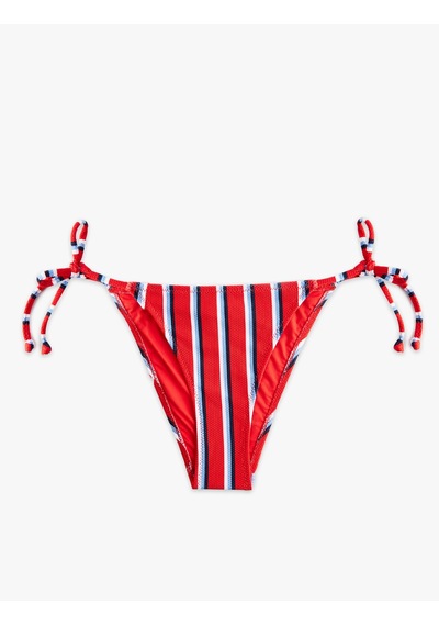 Koton Yanları Bağlamalı İpli Çizgili Bikini Altı Kırmızı Çizgili 6sak00158mm