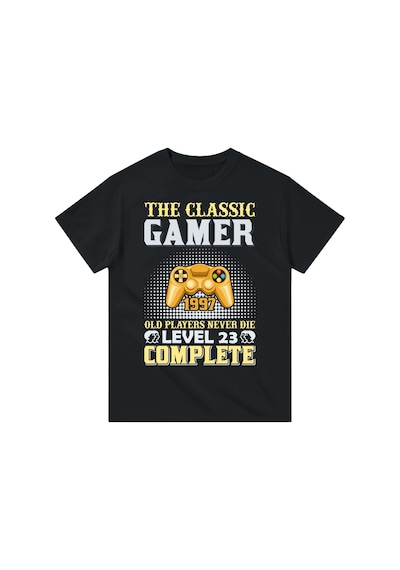 Paybuy Erkek Retro Oyun Kontrolörü Baskılı Tişört Level Nostalji Konforl Siyah
