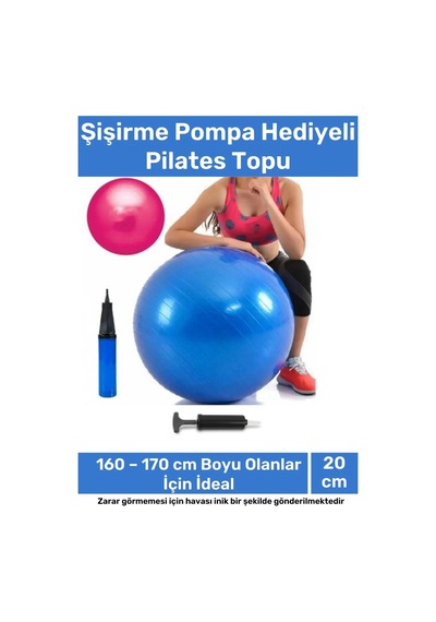 Profesyonel Seri Dayanıklı Yüksek Kalite Mini Gymball 20cm Mavi Pilates Topu Şişirme Pompa