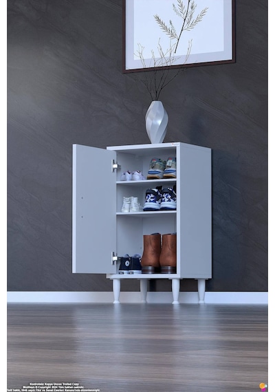 Bulut Ayakkabılık - Kapaklı 2 Raf 3 Bölmeli Dar Alanlar İçin Çok Amaçlı Dolap 50 Cm Beyaz Bulut Ayakkabılık - Kapaklı 2 Raf 3 Bölmeli Dar Alanlar İçin Çok Amaçlı Dolap 50 Cm Beyaz