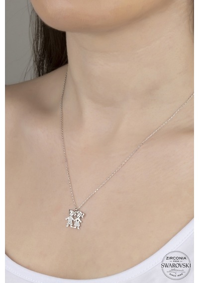 Union Swarovski Zirconia Kadın Çocuklarım Gümüş Kolye