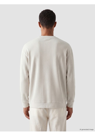 Lcw Vision Bej Bisiklet Yaka Fitilli Erkek Sweatshirt
