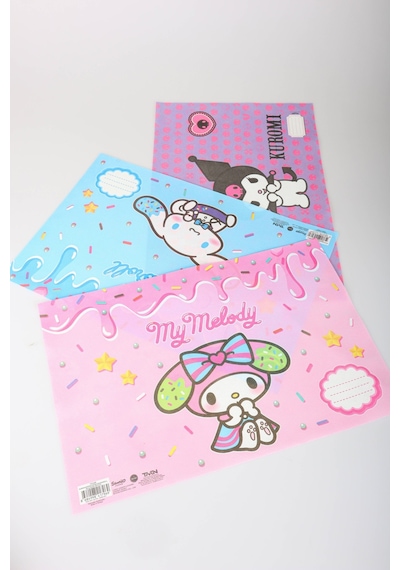 X Dekomus Lisanslı Sanrio Best Friends 3 Adet Beslenme Örtüsü My Melody,kuromi,cinnamoroll Açık Gri