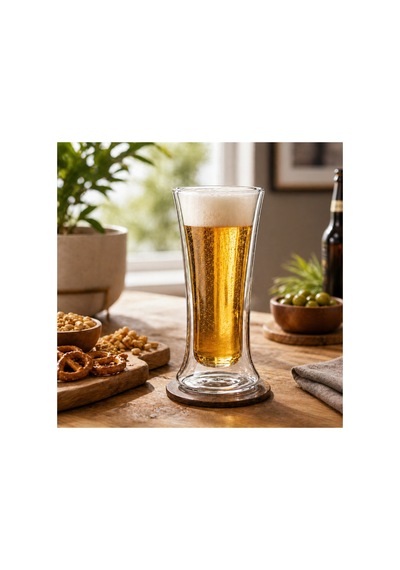 Çift Cidarlı Cam Bardak 320 Ml Borosilikat Isıya Dayanıklı Double Wall Bardak Sıcak & Soğuk İçecek Bardağı, Şeffaf Termal Cam Kupa, Bira Kahve Çay Latte Bardağı