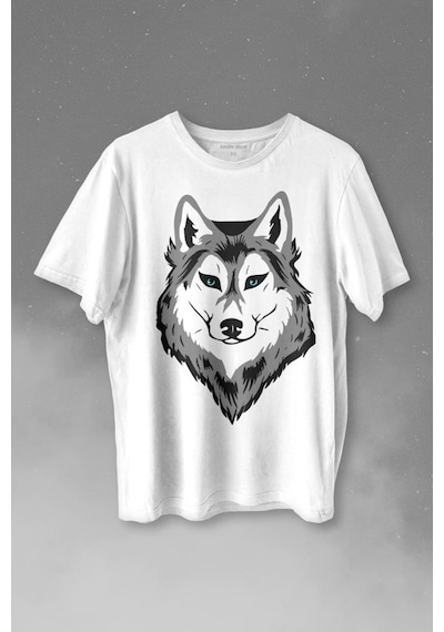 Kurt Kafası Wolf Head Bozkurt Yeşil Gözlü Baskılı Tişört Unisex T-shirt 001