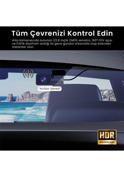 M60 2 Kameralı Ön+arka 4k+fhd Hdr Sony Starvis 2 Sensörlü Wifi Gps'li Araç Kamerası