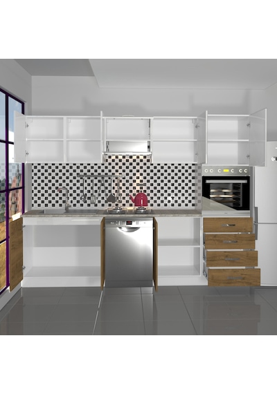Decoraktiv Elite 280q Ankastre Boy Dolaplı Mdf Hazır Mutfak Dolabı - Tezgah Dahil - Pera - Beyaz Beyaz - Meşe Decoraktiv Elite 280q Ankastre Boy Dolaplı Mdf Hazır Mutfak Dolabı - Tezgah Dahil - Pera - Beyaz Beyaz - Meşe