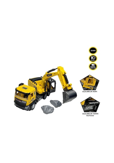 Aa992-01ab Çek Bırak Işıklı Ve Sesli 1:28 Kamyon Ekskavatör / Beton Mikseri