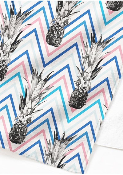 Ananas Tropikal Zigzag Plaj Havlusu-modern Marine Pastel Havuz Deniz Hızlı Kuruyan Mikrofiber Havlu Kumlu İncisi