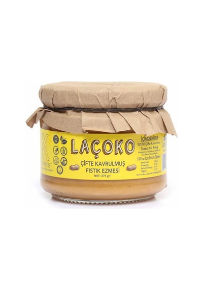 Laçoko 275 Gram Şekersiz, Katkısız, Glutensiz, Vegan, Doğal Çifte Kavrulmuş Yer Fıstığı Ezmesi 275 Gram Diğer