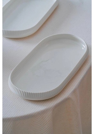 Acar Linea Porselen Beyaz Oval Tabak 32x15x3 Cm