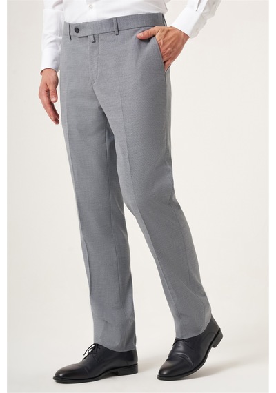 İmza Gri Yan Cep Filafil Desen Comfort Fit Esnek Pantolon 1003260153 Koyu Gri