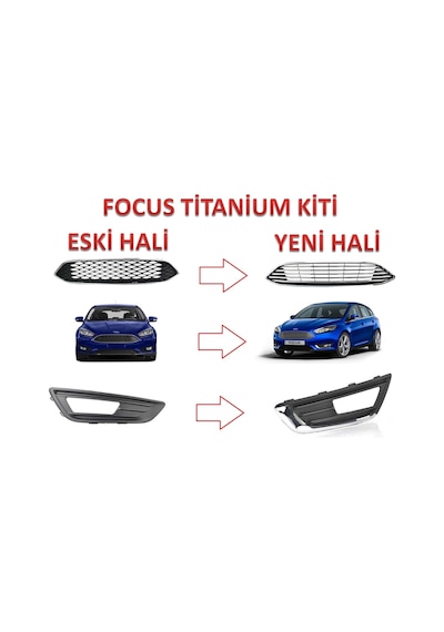 Fordyokyok  Focus Titanium Ön Panjur Ve Sis Far Çerçeve Kiti 2015-2018
