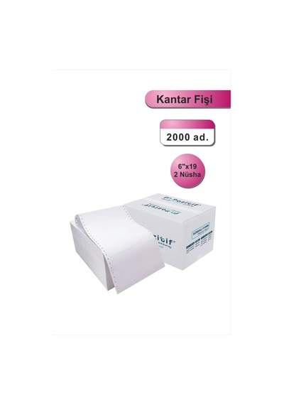 6x19 Kantar Fişi 2 Nüsha 2000 Adet , Beyaz Otokopili Sürekli Form 6''x19 Cm