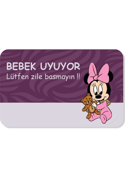 Bebek Uyuyor Yazılı Dekoratif Dış Kapı Önü Ve Iç Mekan Paspası Yıkanabilir Mor