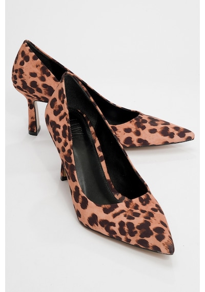 Luvishoes Luvi Shoes Calse Siyah Sarı Desenli Kadın Topuklu Ayakkabı Sarı - Siyah