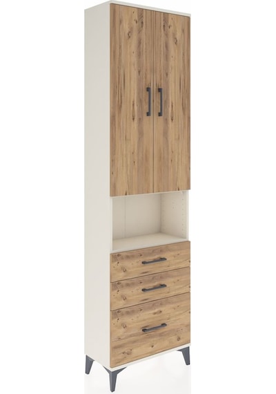 Arges Dolap 4 Raflı 3 Çekmeceli 2 Kapaklı 60x30x221 Aytaşı-çam Aytaşı