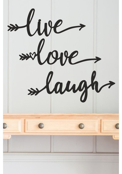 "live Love Laugh" Duvar Dekoru-süsü, Ahşap Dekoratif Tablo - 1