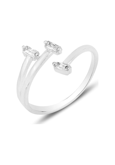 Söğütlü Silver Gümüş Rodyumlu Baget Üç Taşlı Ayarlamalı Yüzük